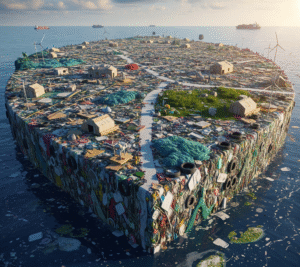 Ilha artificial maior que a França flutua no Pacífico